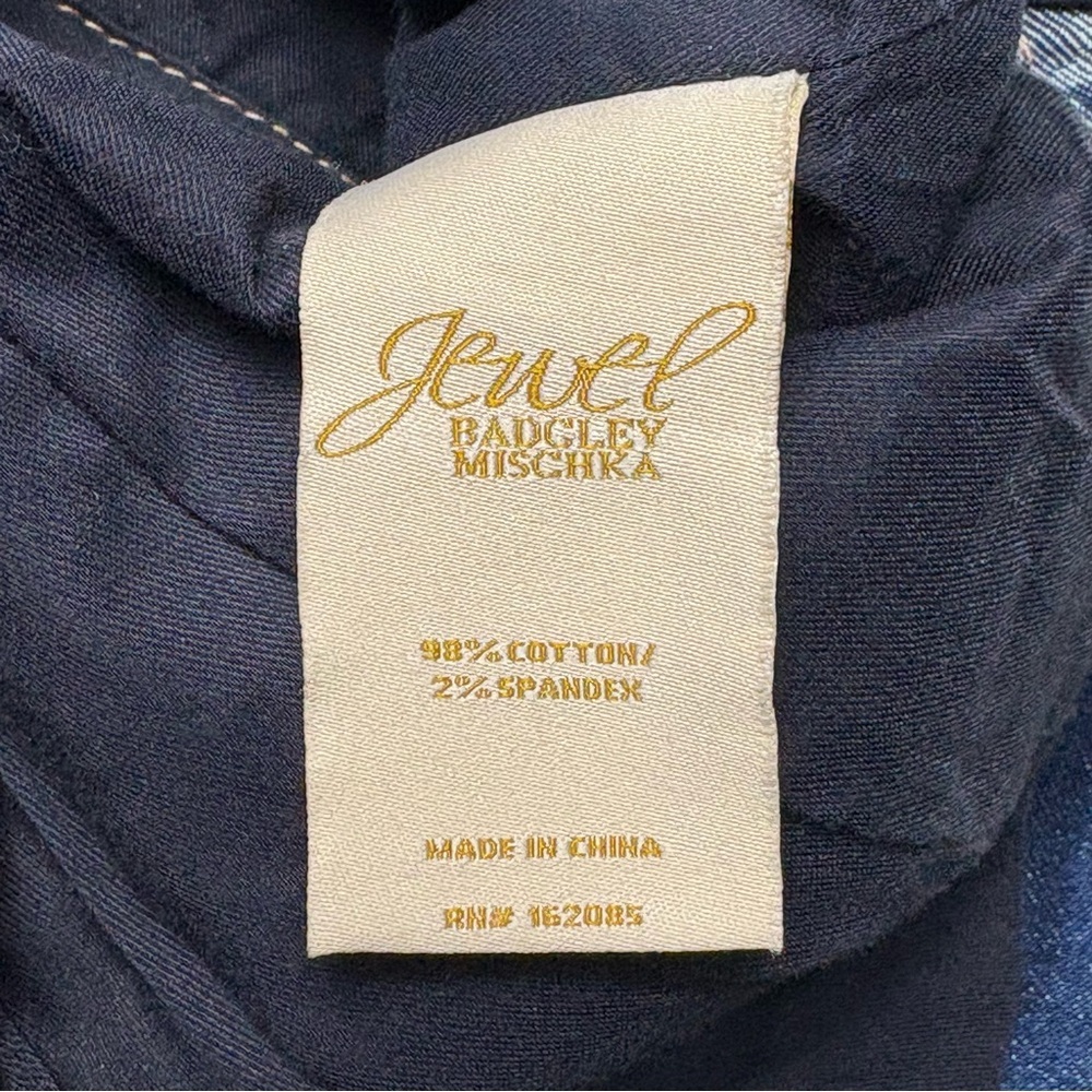 NWT Jewel Badgley Mischka Rose Print High Low Denim Dress Size 8 Dark Blue - Picture 13 of 15